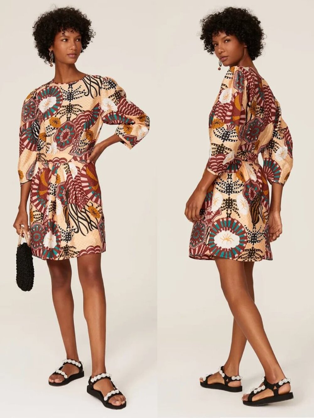 Scotch & Soda Sun Ray Puff Sleeve Dress Size XL